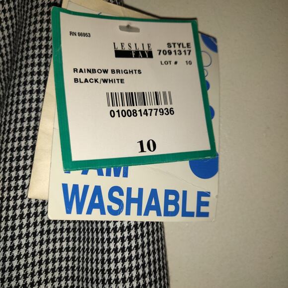 Leslie Fay Houndstooth Pencil Skirt 10 Black White Career Rainbow Brights NWT - Picture 4 of 16